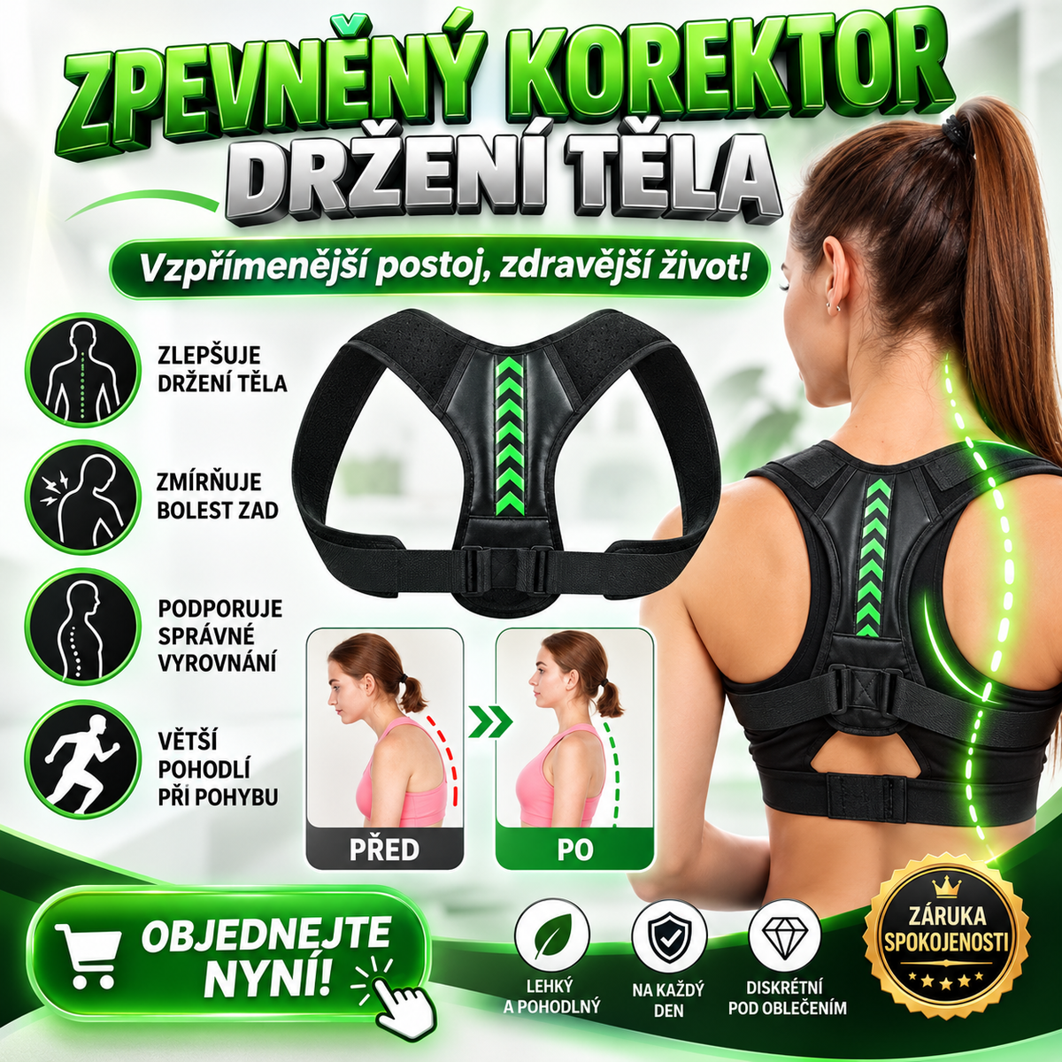 Zpevněný korektor držení těla