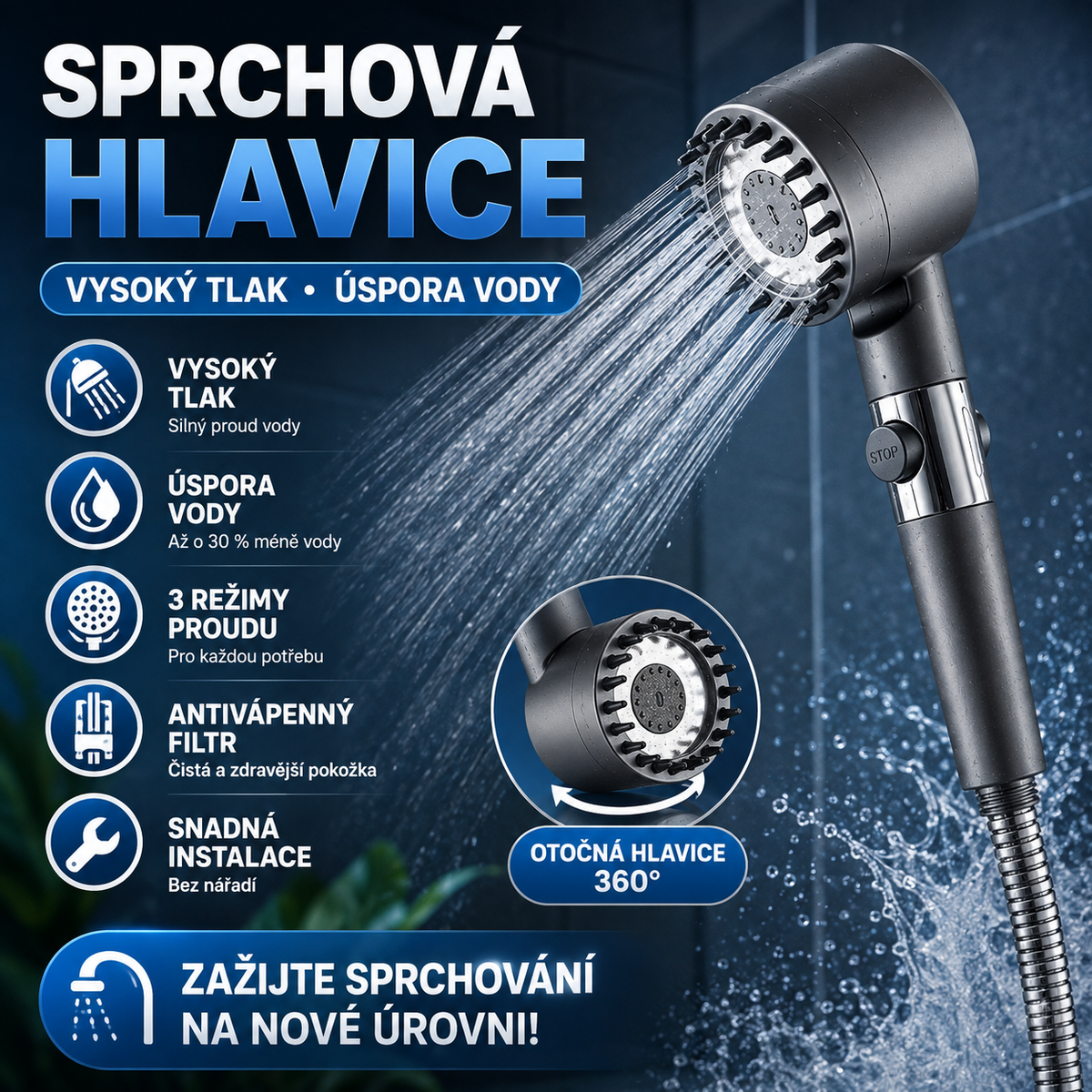 Vysokotlaká sprchová hlavice